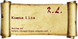 Komsa Liza névjegykártya